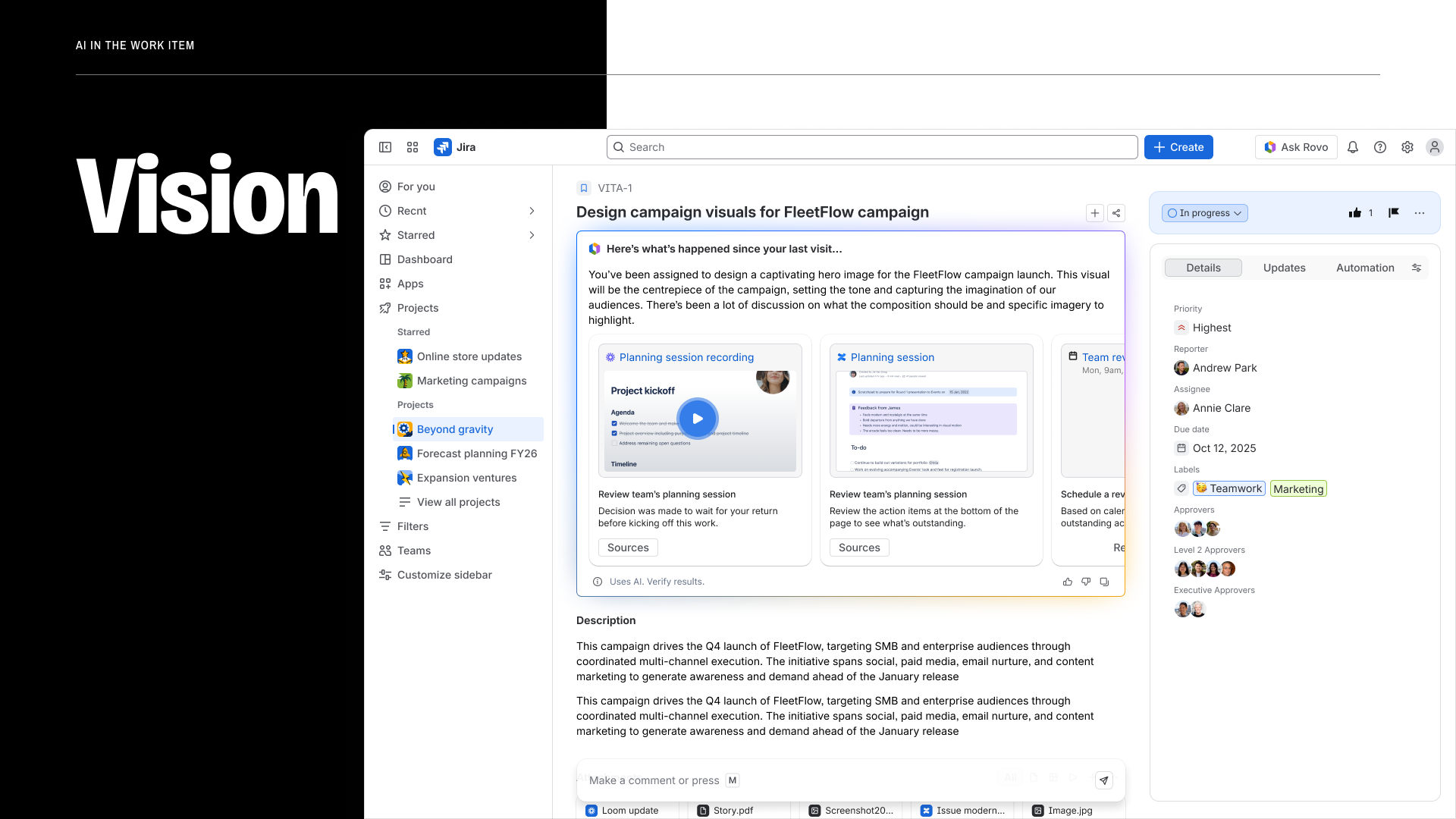 AI summary design for the Jira work item