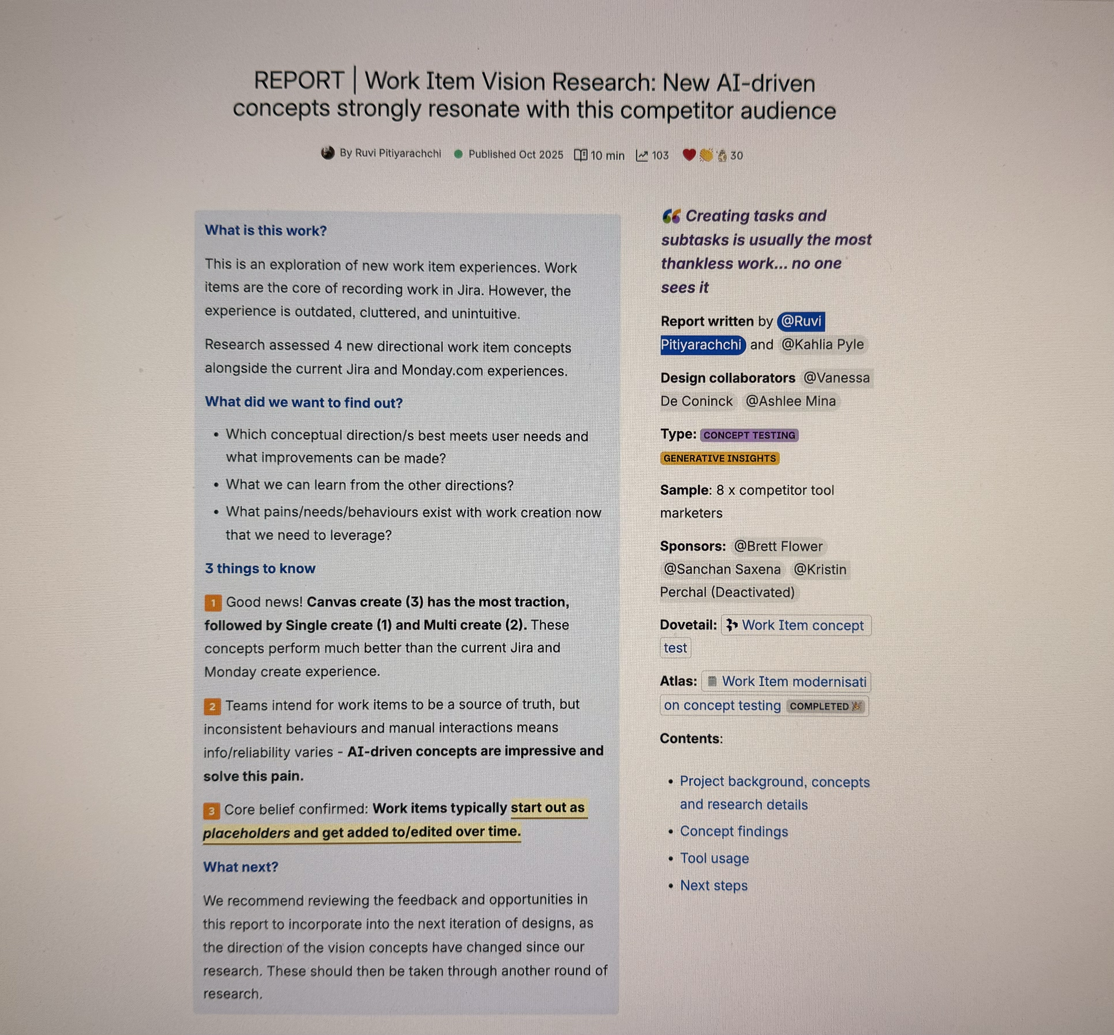 Research report shared across the organisation