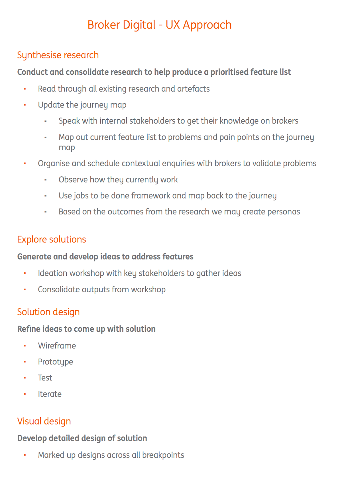Plan of design activities and timelines for the project