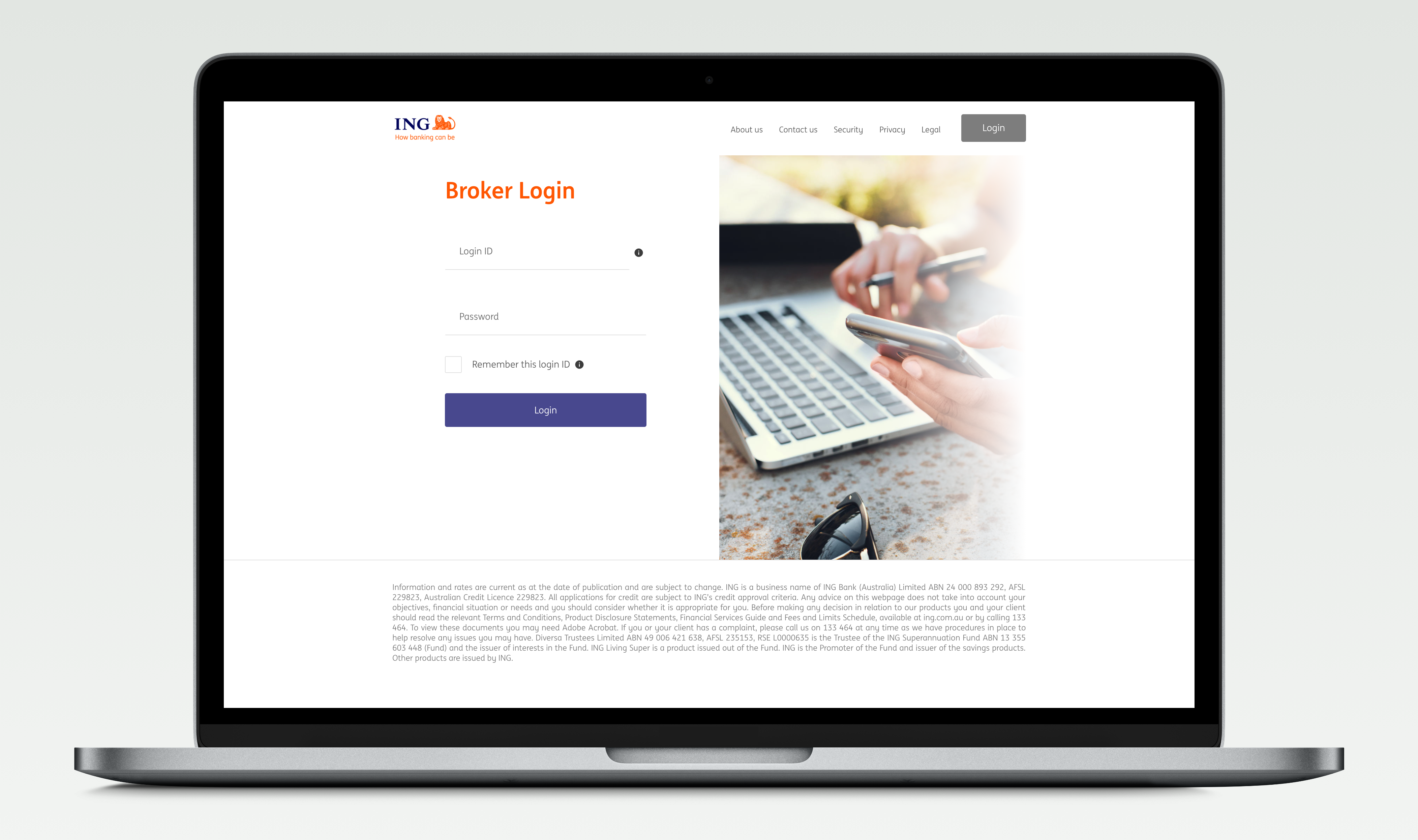 Broker portal login screen MVP