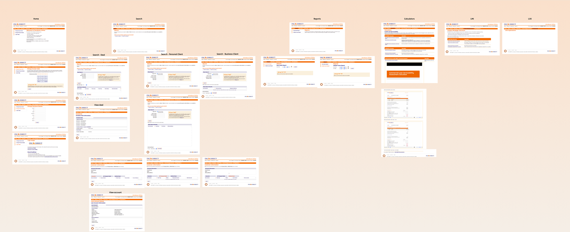 Site map of the existing broker portal