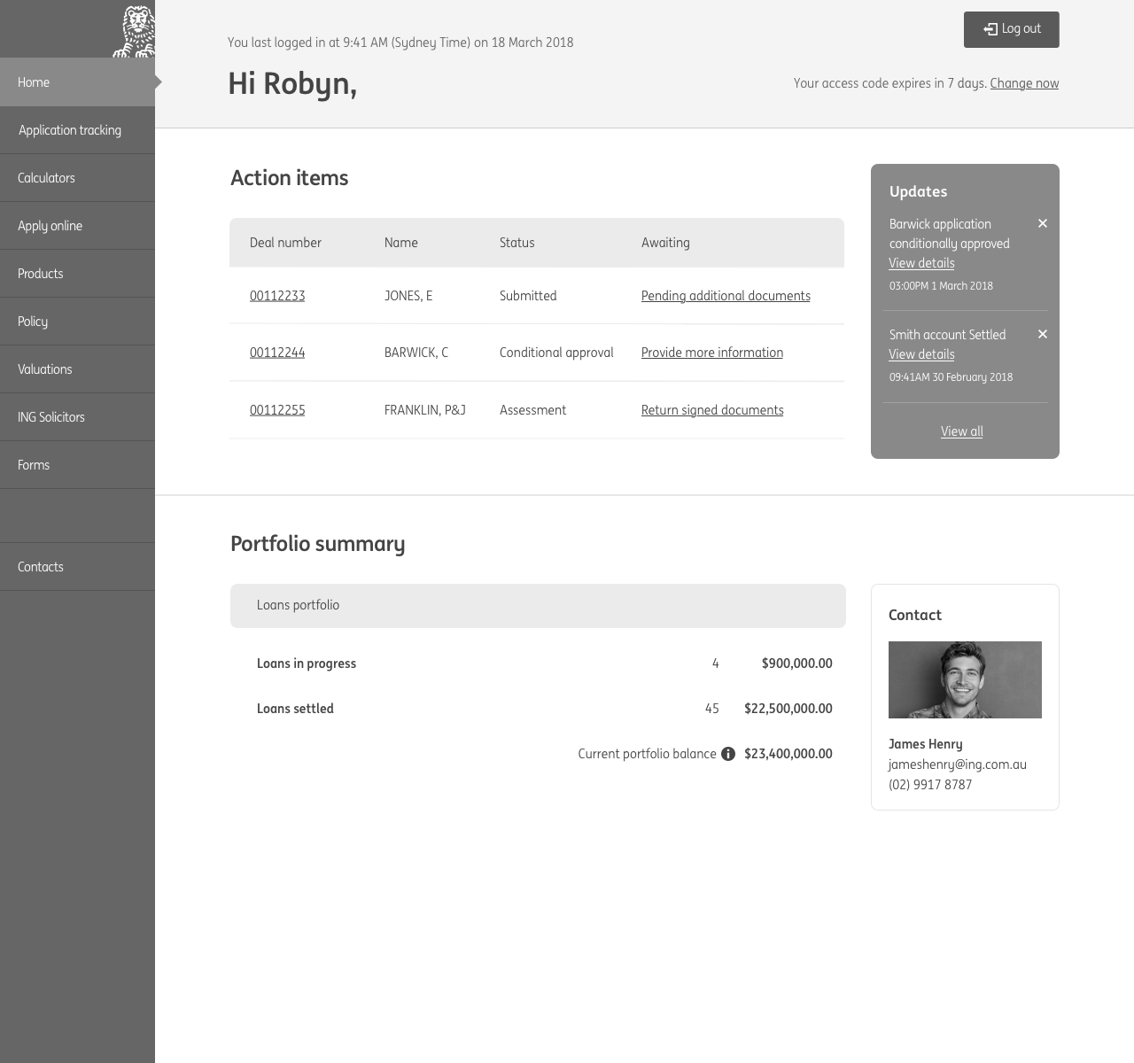 Clickable prototype screens