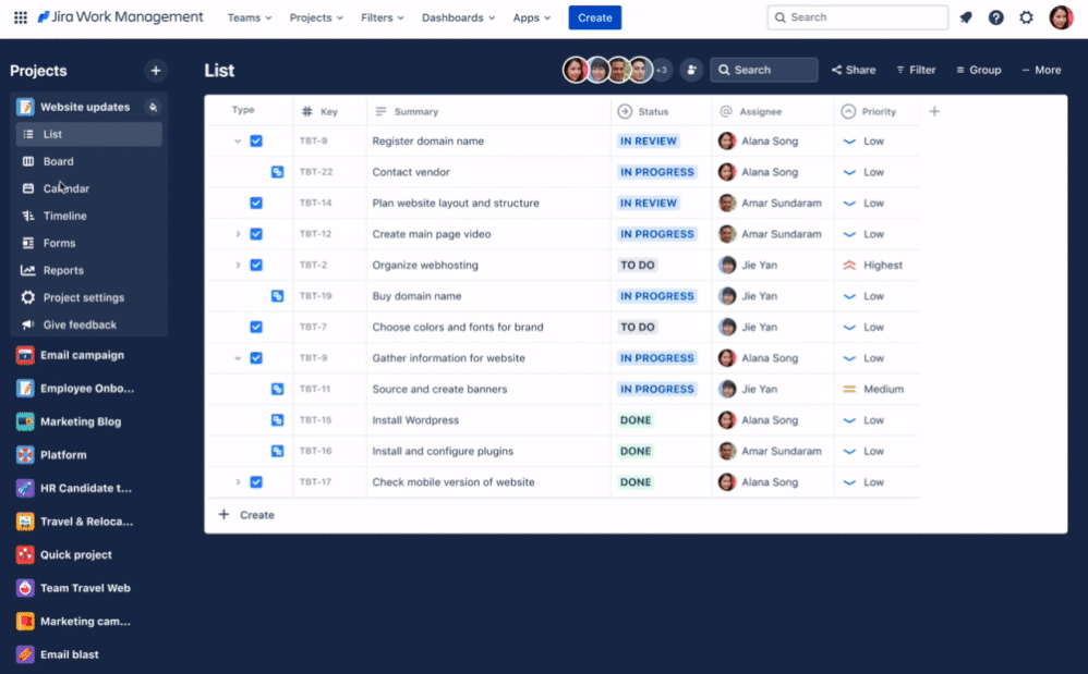 Before: cluttered vertical sidebar with up to 14 tabs including board, list, calendar, timeline and more
