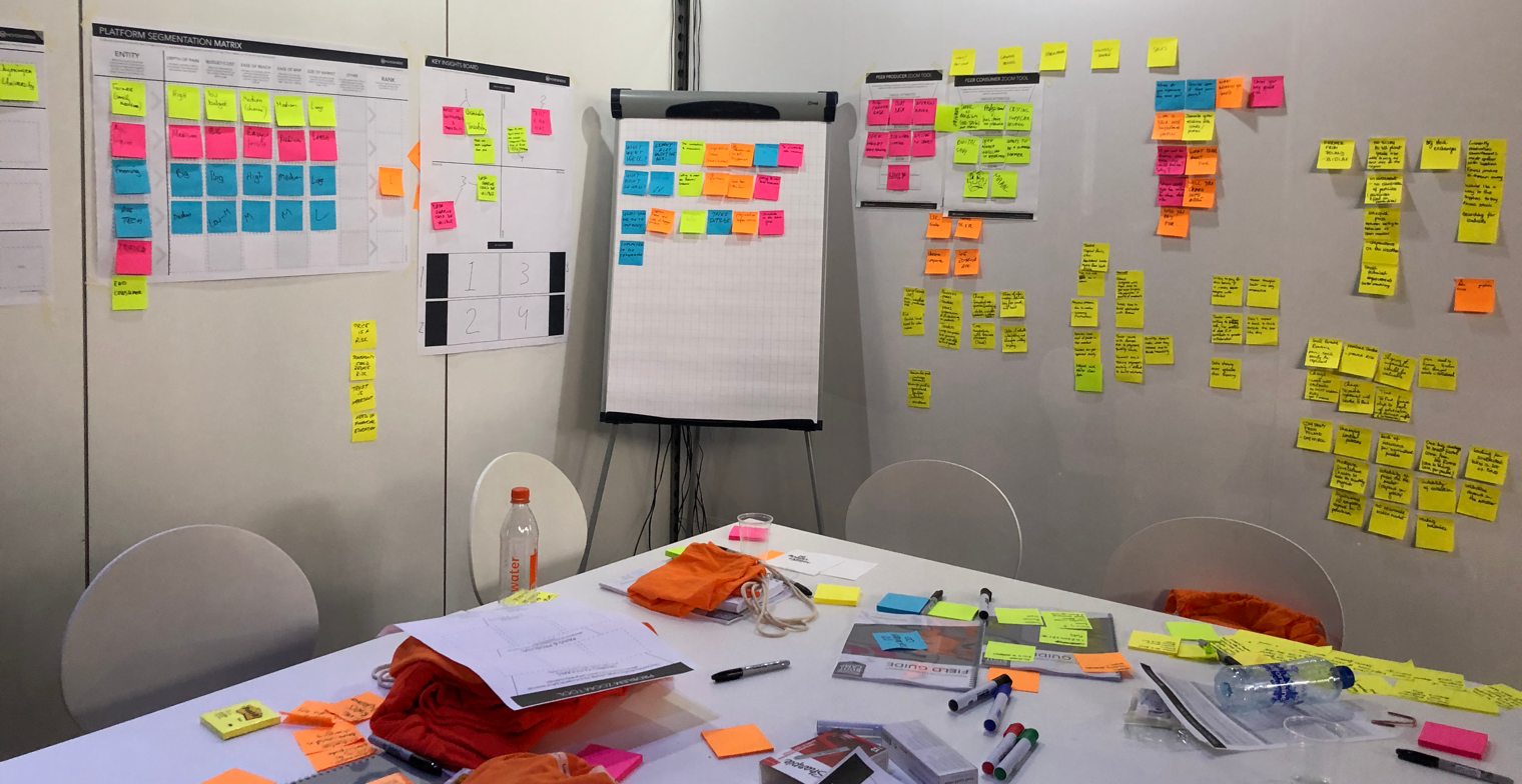 Platform implementation matrix and affinity maps on the wall from day 1