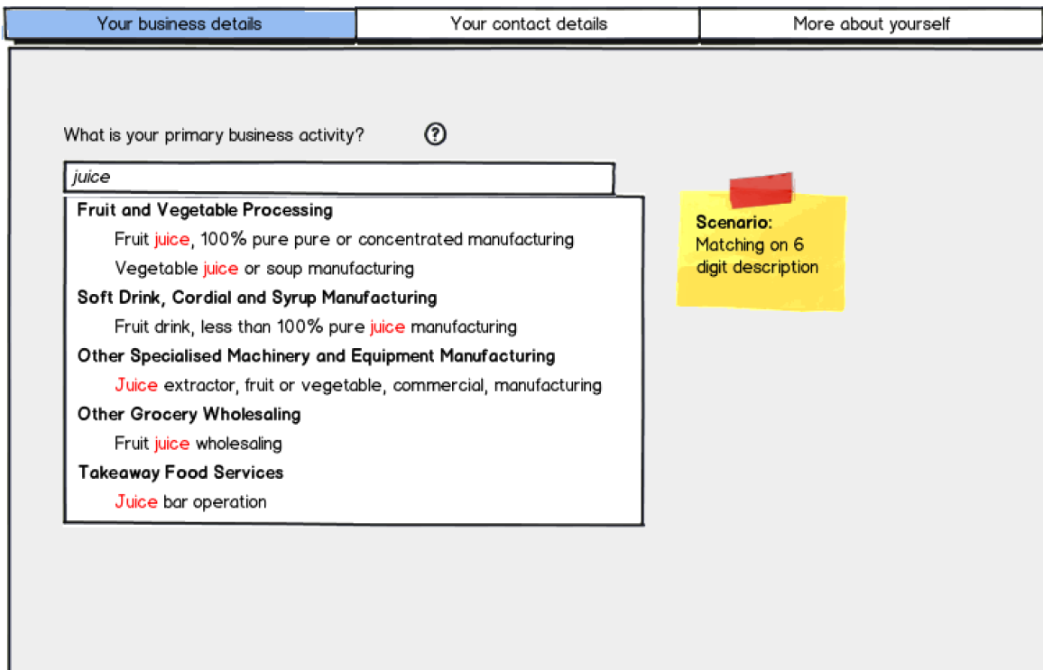 Balsamiq wireframes for the Occupation Lookup tool showing search flow and results