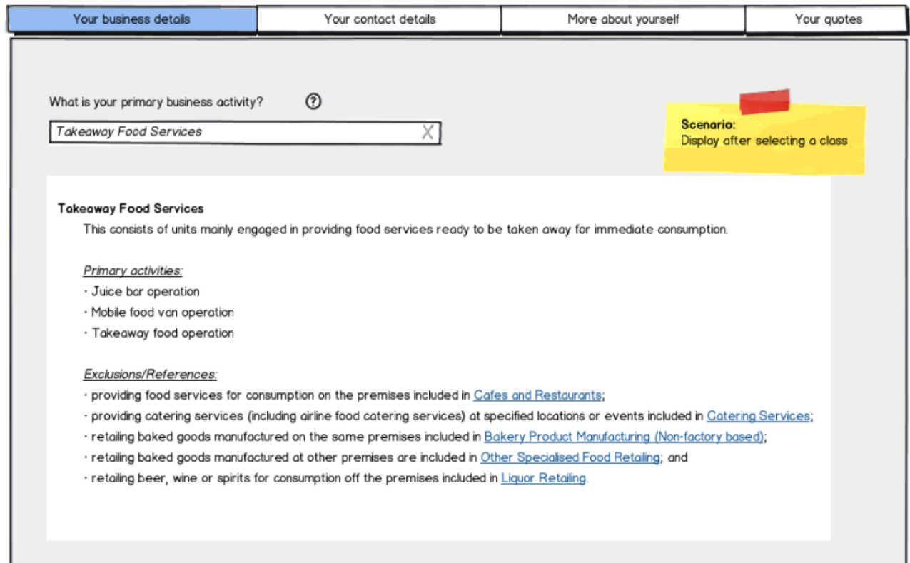 Balsamiq wireframes for the Occupation Lookup tool showing search flow and results
