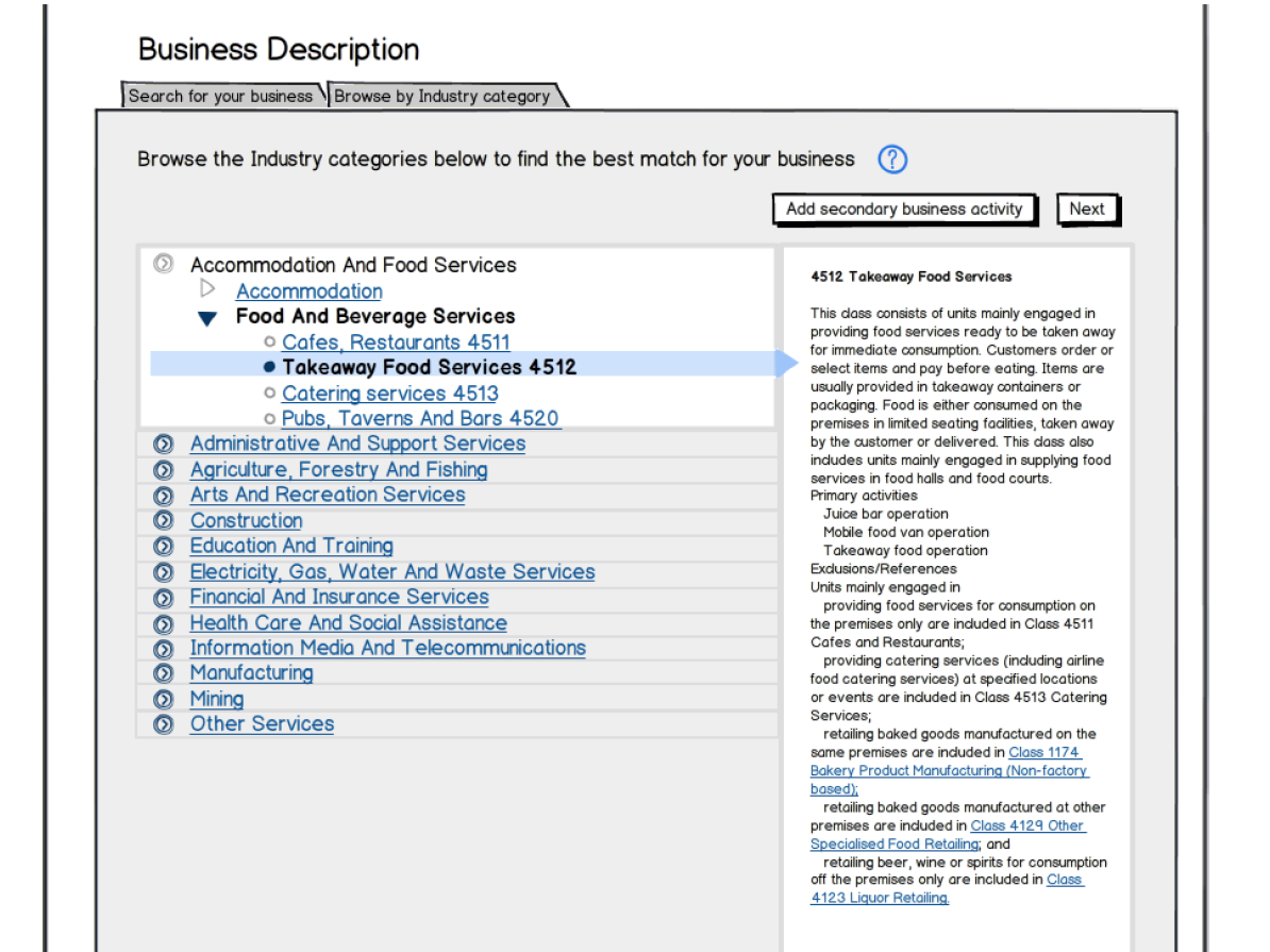 Balsamiq wireframes for the Occupation Lookup tool showing search flow and results