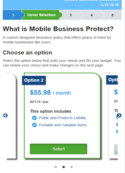 Early prototype — carousel selection view for Cover Selection on mobile