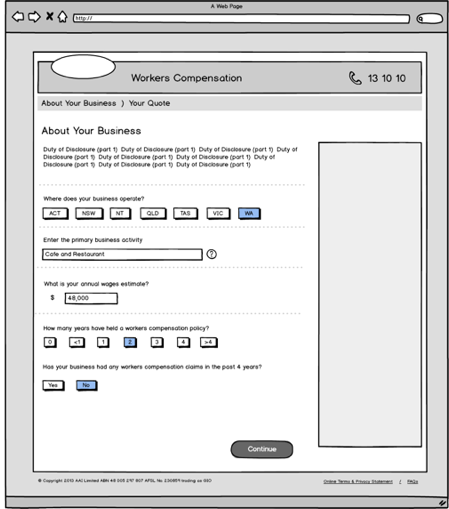 Evolution of the Workers Compensation design — from sketch to wireframe to production