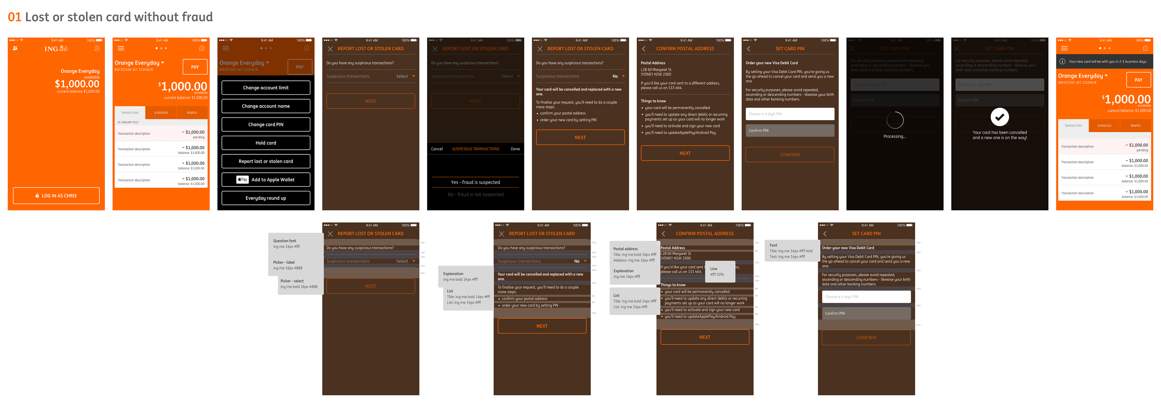 Tablet adaptation of lost or stolen card journey